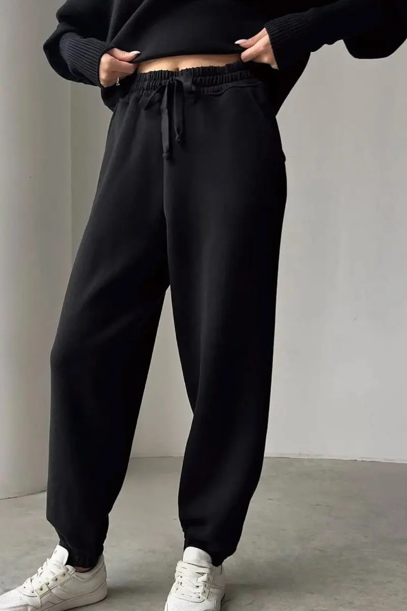 Komplet: bluza z kapturem na zamek i spodnie ze sznurkiem, jednolity kolor, modny damski zestaw dwuczęściowy na jesień i zimę, styl casual, Conjuntos De Pantalones