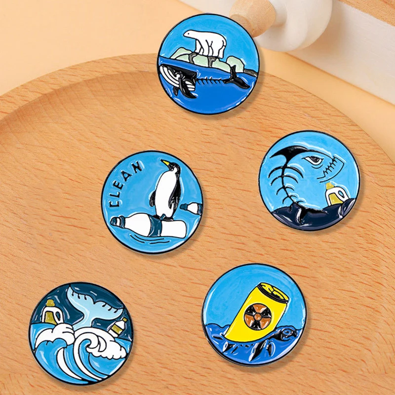 Radiation Badge Brooch Pins Resist The Discharge Of Nuclear Sewage To Protect Our Ocean And Marine Life Lapel Pins NEW