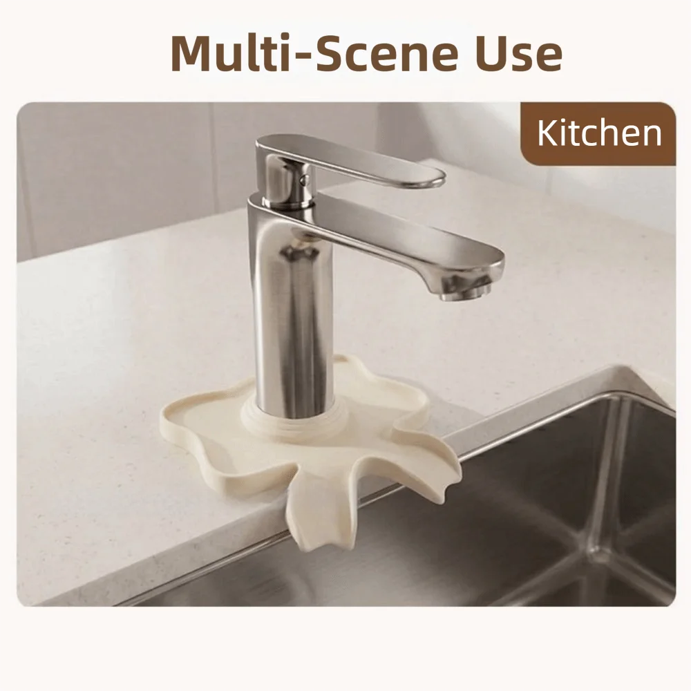 Creative Silicone Faucet Mat Quick Drainage Non-Slip Shell Drainage Mat Durable Waterproof Bowknot Sink Splash Guard Kitchen Use