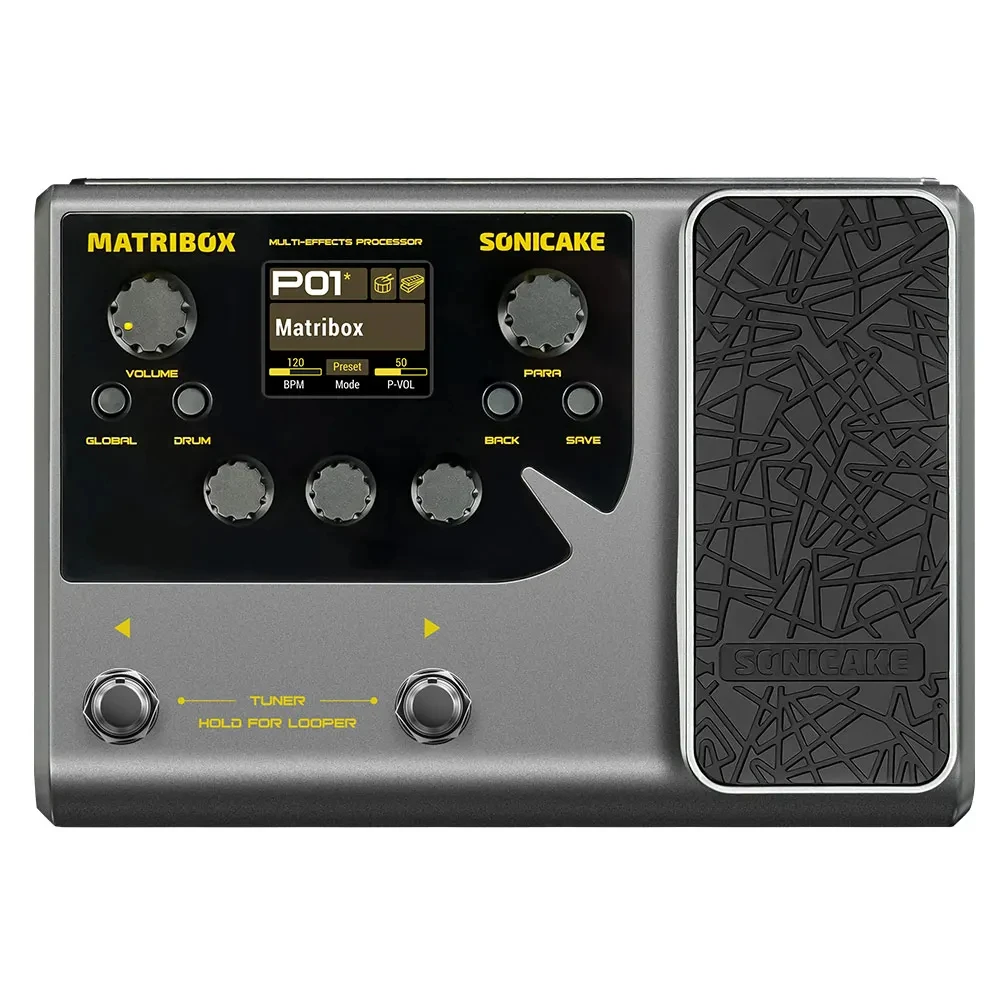 Matribox Plug Guitar Bass Amp Multi Effects Processor with Expression pedal Looper Stereo USB Audio Pedal QME-50 Instruments