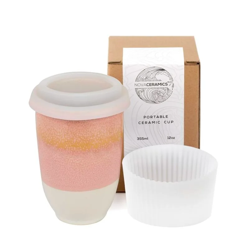 

Дорожная кружка Nova Ceramics — многоразовая кофейная кружка на 12 и 16 унций с уникальным дизайном, безопасная для микроволновой печи и посудомоечной машиной