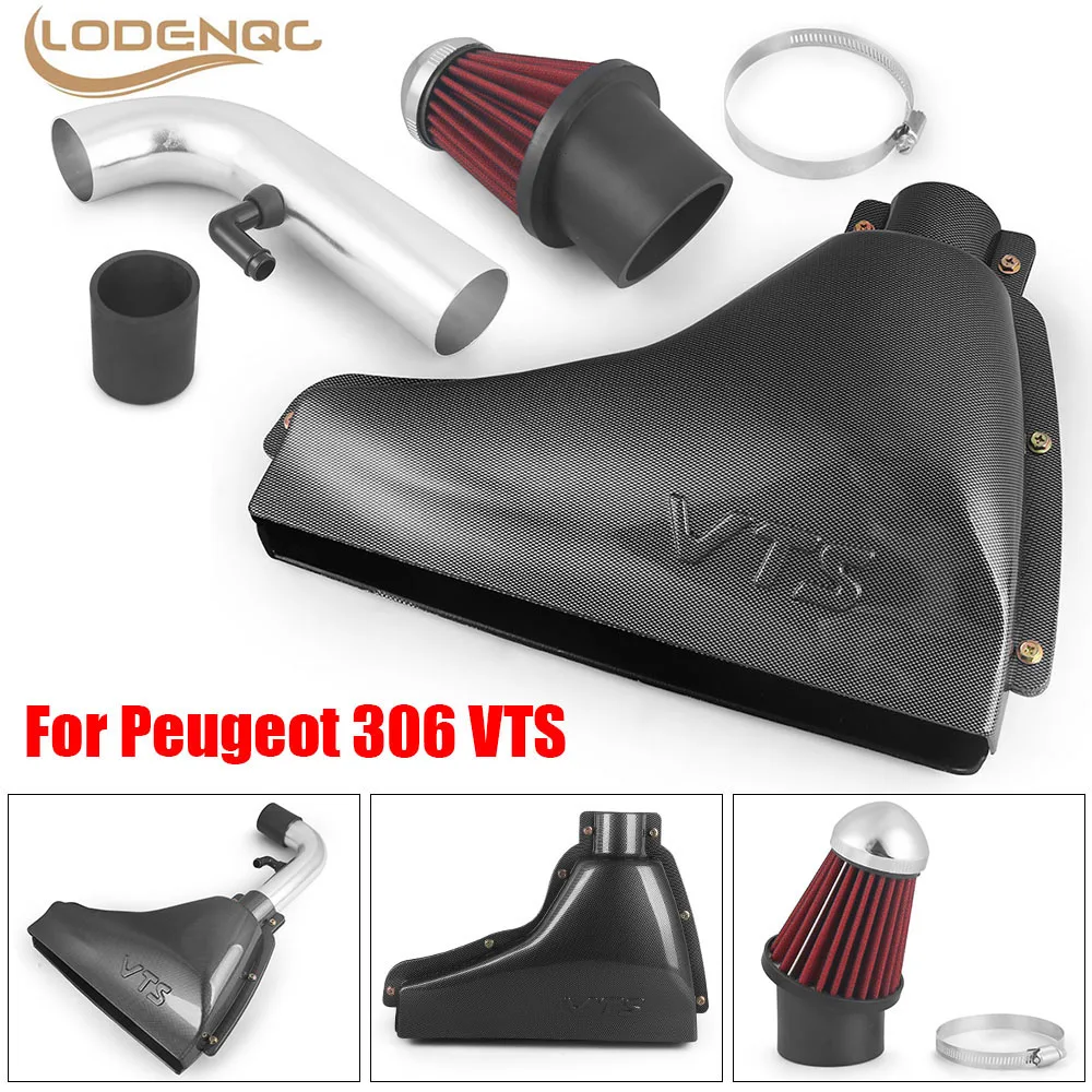 Car High Flow Air Inlet Systems Intake Box Air Filter For Peugeot 306 VTS Carbon Fiber Style