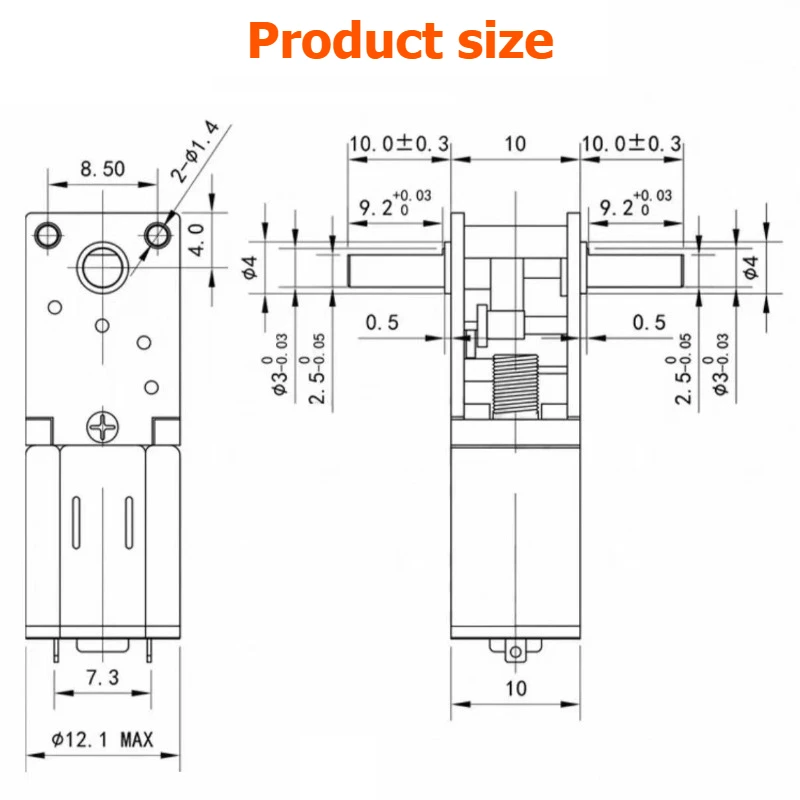 Worm gear worm 1218-N20 reduction motor, small vehicle 3V6V12V miniature DC gear low-speed motor