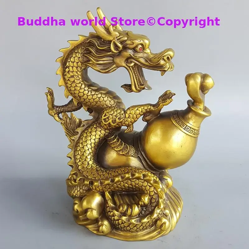 آسيا المنزل جلب الثروة المال حظا سعيدا التنين الملكي RU YI تمثال القرع فنغ شوي تمثال شركة متجر المنزل التميمة تعويذة
