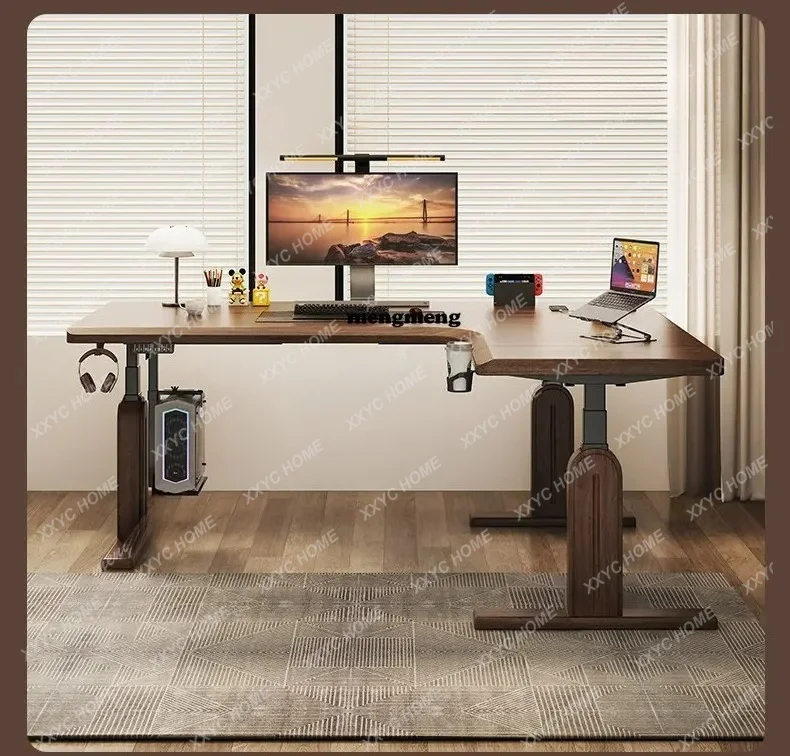 A4567 Solid wood corner lift home learning desk workbench electric lift e-sports computer desk