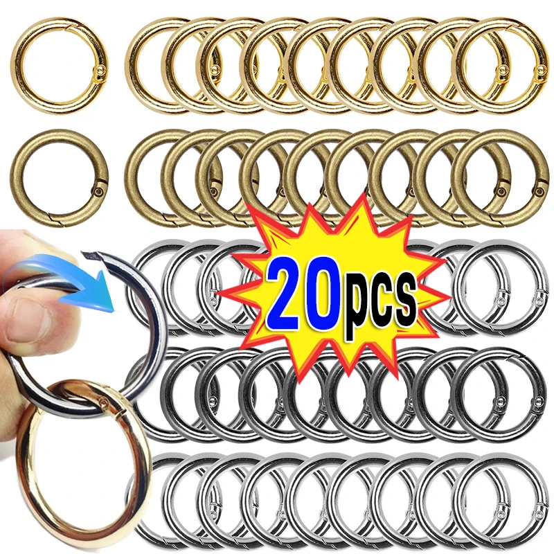 10/20Pcs Metal O Ring Spring Clasps Openable Round Carabiner Keychain Bag Clips Hook Dog Chain Buckles Connector for DIY Jewelry