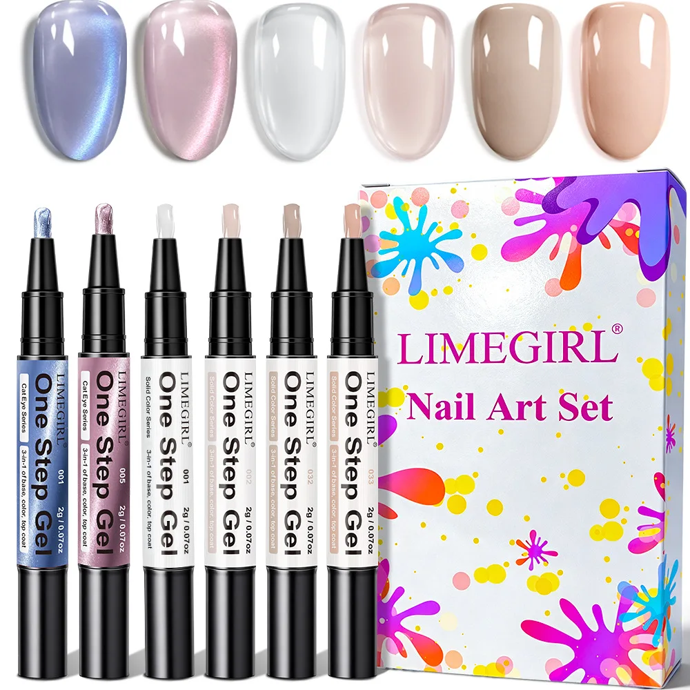 6PCS Nail Art Set Gel Nail Polish Pen Burgundy Series 3in1 Gel Nail Varnish Quick-Dry Long-Lasting Graffiti Painting Polish