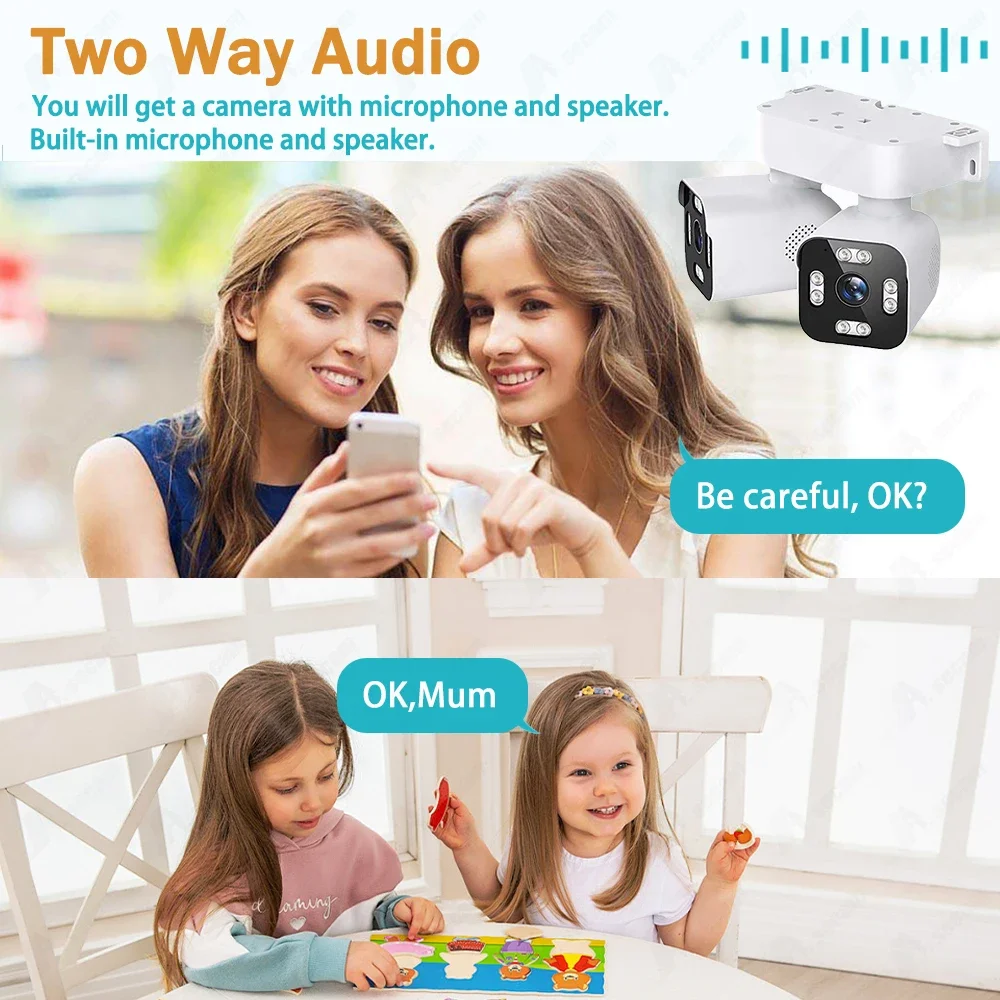 10MP 5K Outdoor Wifi PTZ Camera 10X Zoom Dual Lens Dual Screen AI Auto Tracking IP Video Surveillance Camera CCTV Two Way Audio