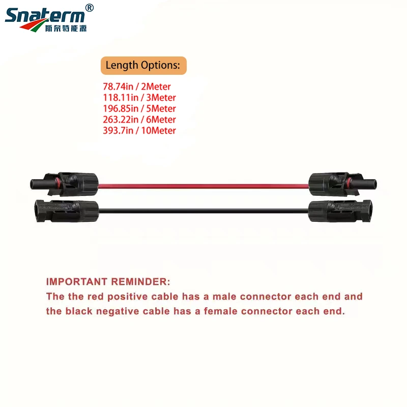 Solar Panel Extension Cable 12AWG 10AWG solar cable wire kit with Female and Male waterproof connectors for Photovoltaic systems