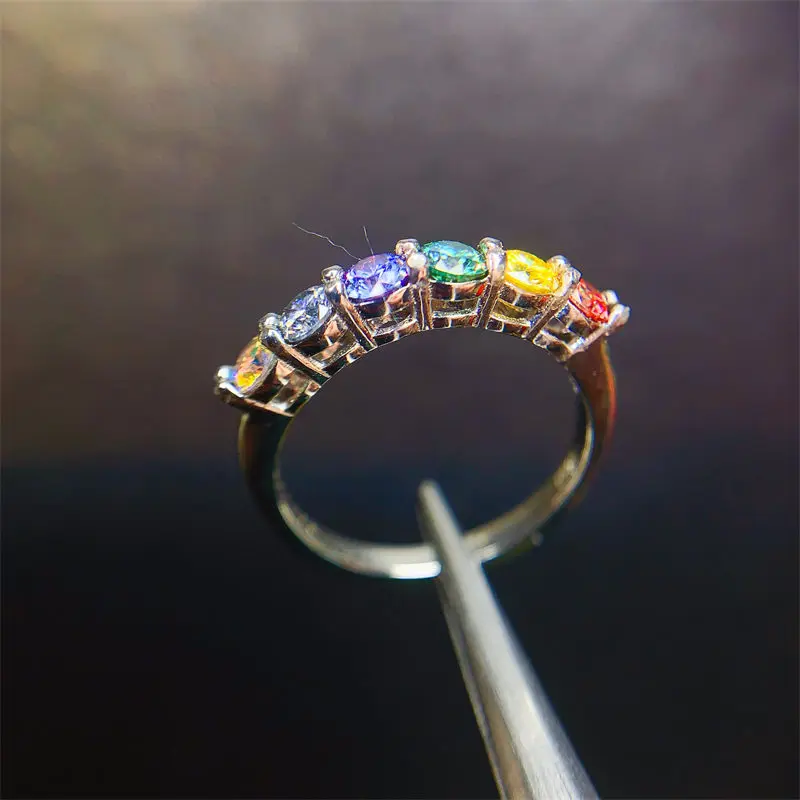 Engagement Rings for Women Rings 3mm 6pcs Moissanite Ring  925 Sterling Silver Band Ring for Daily Wear
