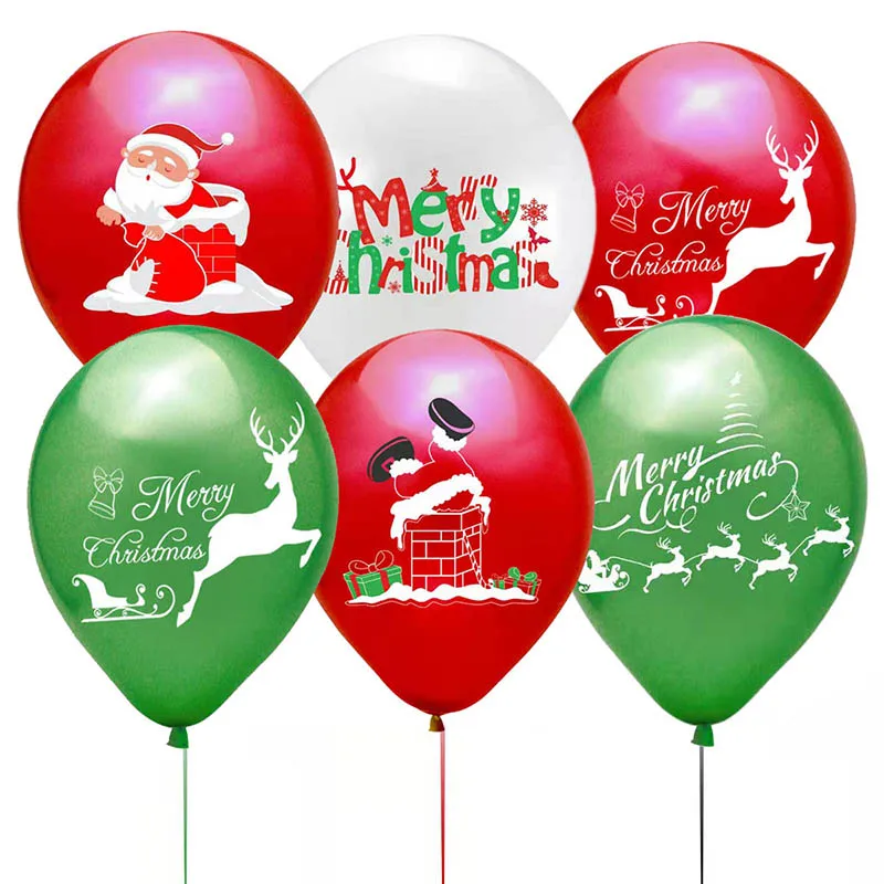 10/21pcs Chrome Gold Dark Green Red Elk Santa Claus Merry Christmas Latex Balloons Navidad New Year 2024 Home Party Decor Globos