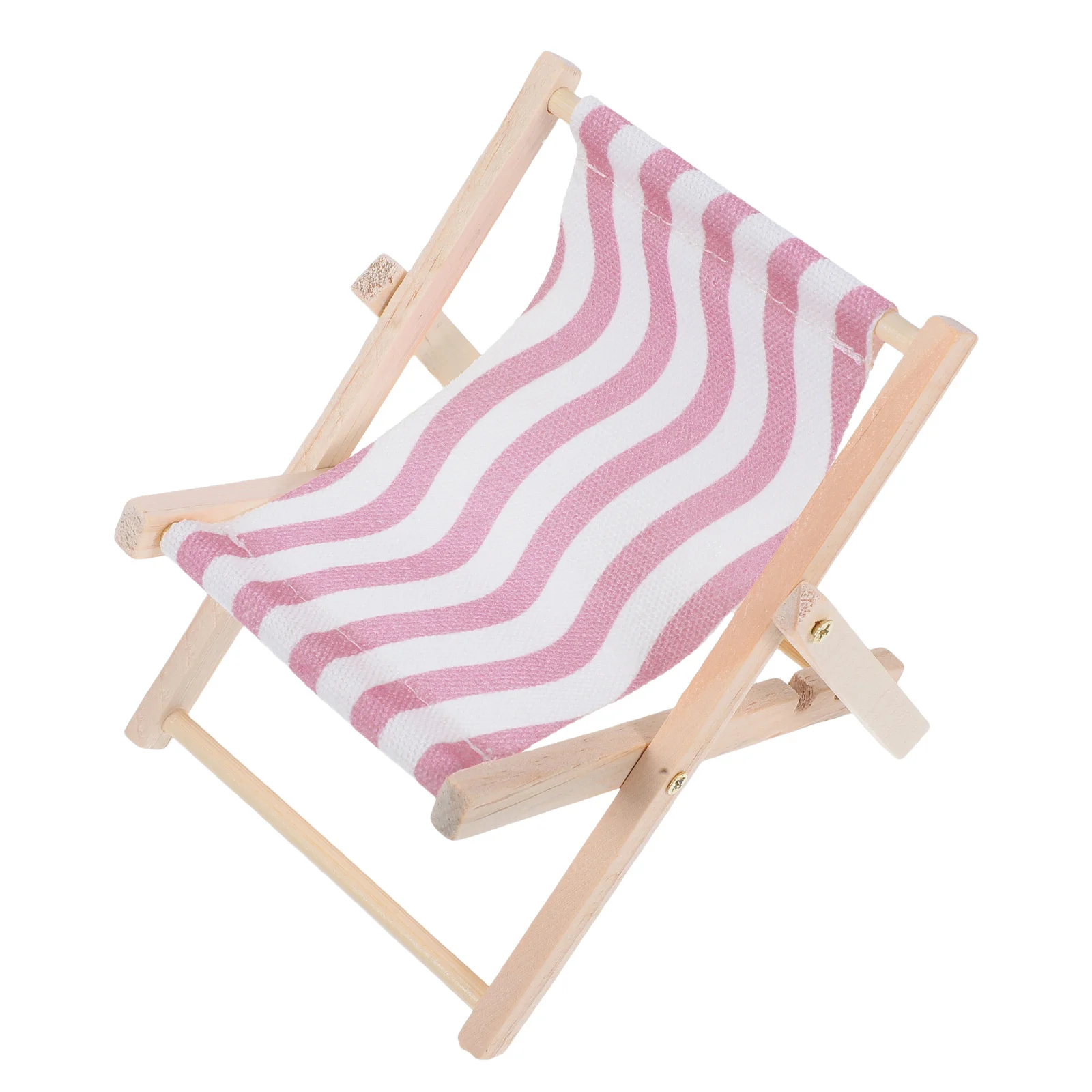 

1pc Wooden Phone Holder Beach Chair Design Durable Cellphone Stand Desktop Miniature Chair Tabletop Mount For Home Office