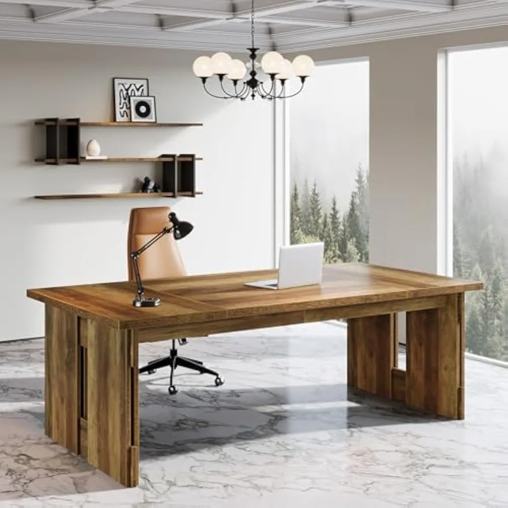 مكتب تنفيذي مقاس 63 بوصة، محطة عمل مكتب كمبيوتر كبيرة، طاولة دراسة حديثة وبسيطة لمحطة العمل ومؤتمرات صغيرة #6