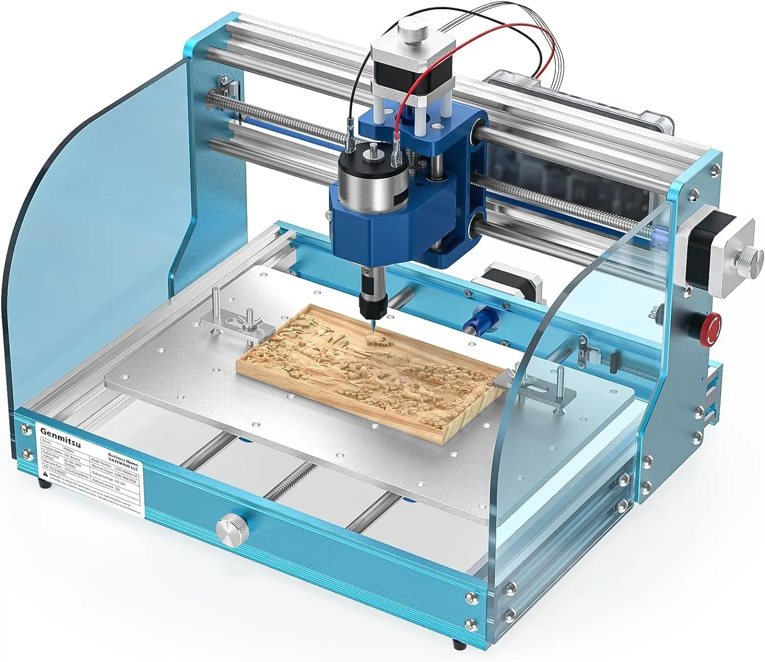 Milling Machine, Desktop CNC for Beginner with Limit Switches & Emergency-Stop, Upgraded Z Axis Aluminum Spoilboard