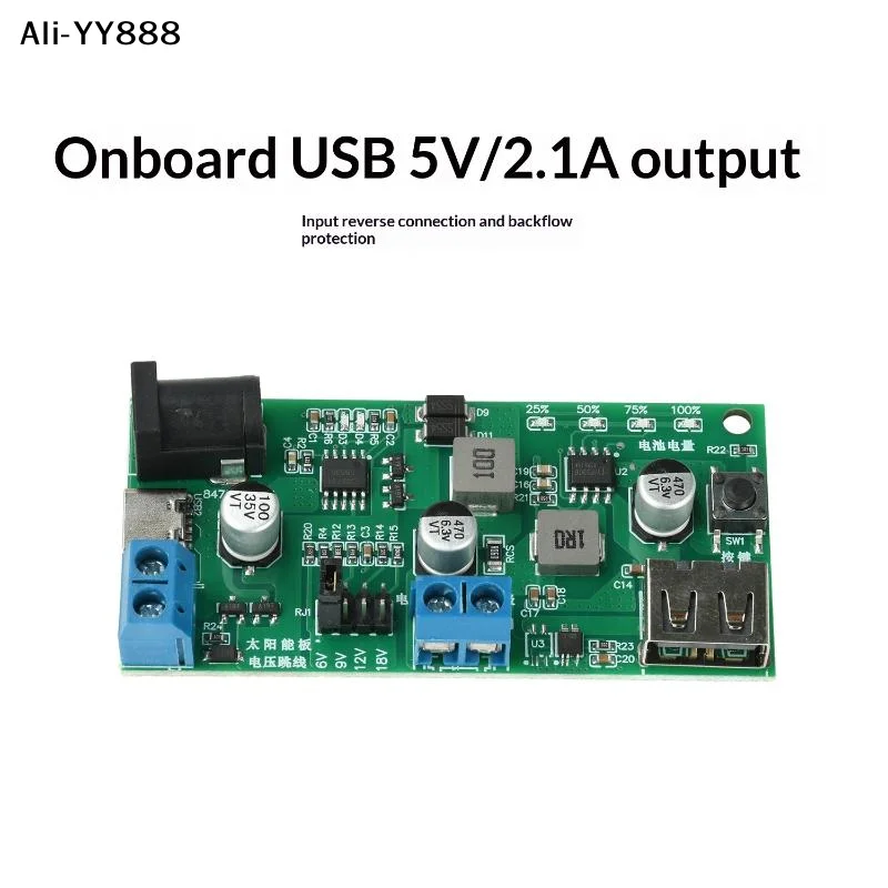 【Y】1Pcs MPPT Solar Charger Control Board DC5-18V 2.5A Solar Panel Regulator Module Type-C DC5V USB 3.7V 18650 Lithium Battery