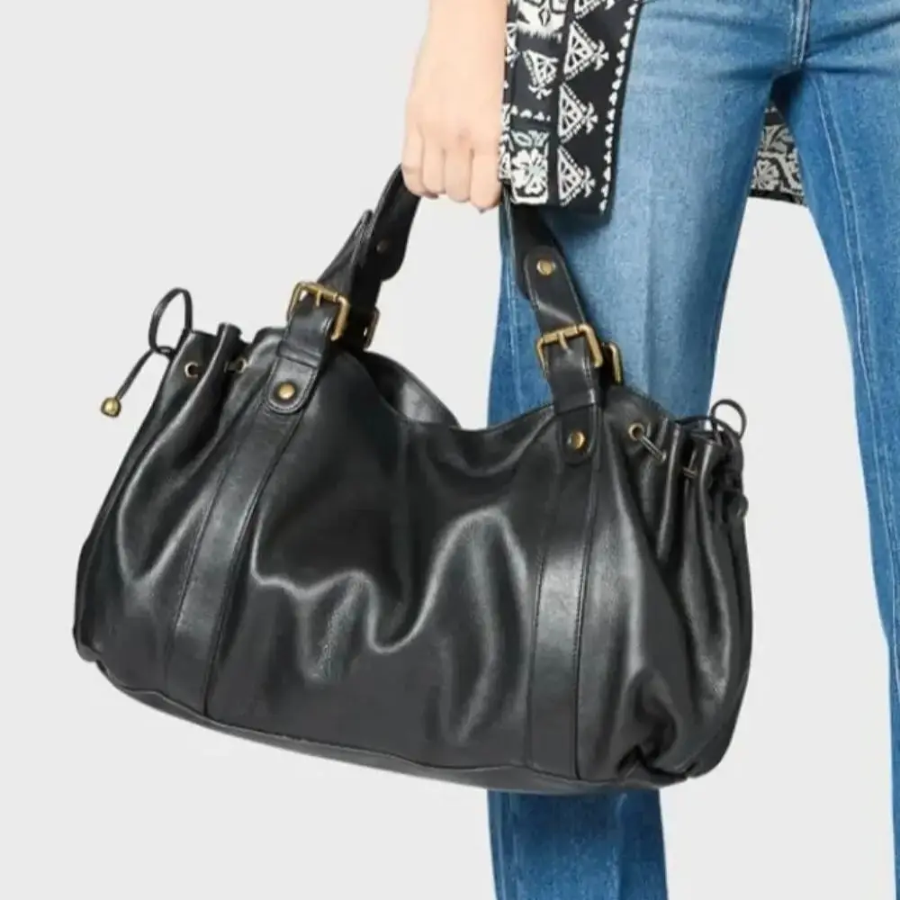 

Женская винтажная сумка большой вместимости, новая модная однотонная большая сумка, роскошная дизайнерская сумка на плечо для повседневного стиля