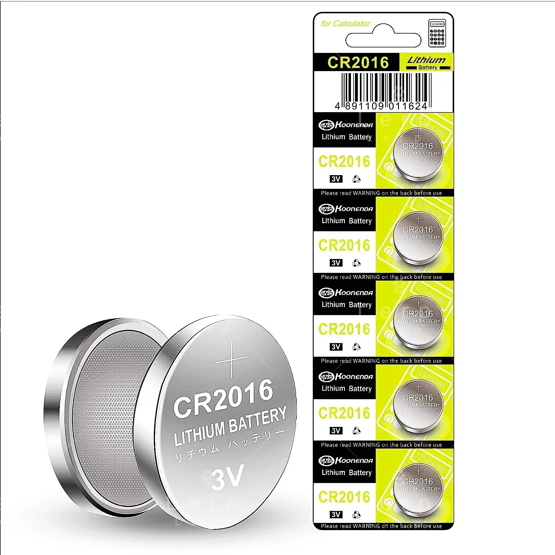 CR2016 Button Battery, Lithium-ion Battery, 5-Cell Remote Control, 3V