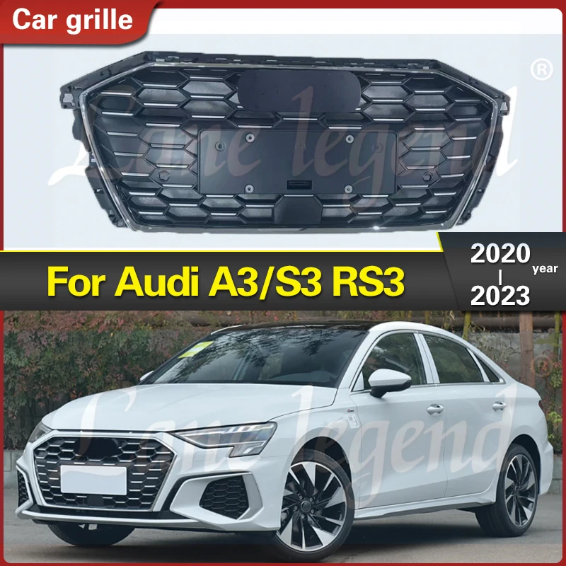 Car styling Front Grille Grill For Audi A3/S3 2020-2023 Sport Style Car Upper Bumper Hood Mesh Body Kit Replacement Part