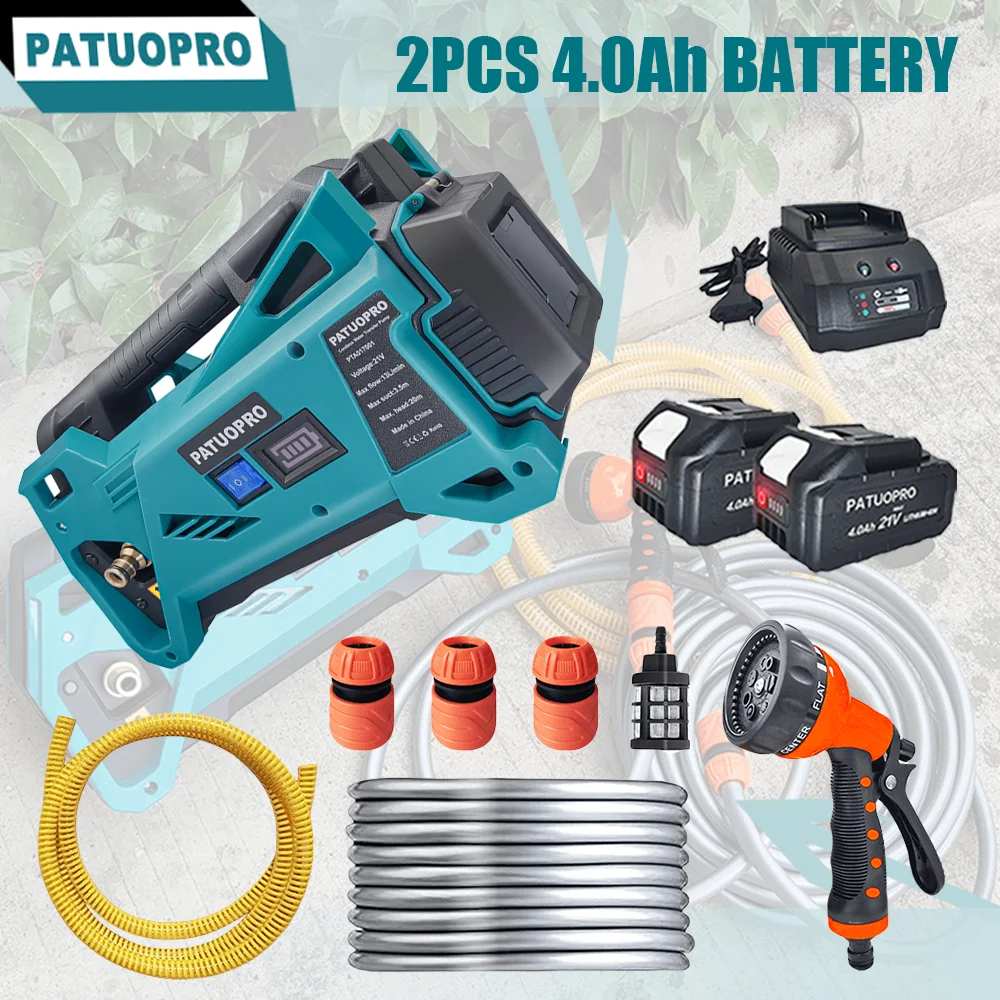 

10m Hose 500W Cordless Water Pump Watering Machine Garden Irrigation Washing Car Cleaning Power Tool For Makita 18V Battery