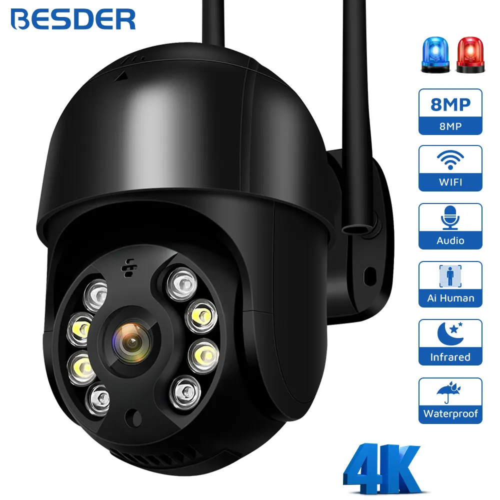 

4K 8MP WiFi IP Camera Auto Tracking Humanoid Detection Audio PTZ Security Camera P2P H.265 CCTV Video Surveillance Camera