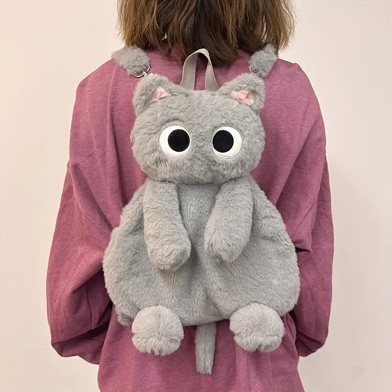 Sacs à dos chat noir, poupée chaton à grands yeux, peluche Kawaii, animaux en peluche, sac à bandoulière grande capacité, jouet doux, sac à bandoulière à la mode