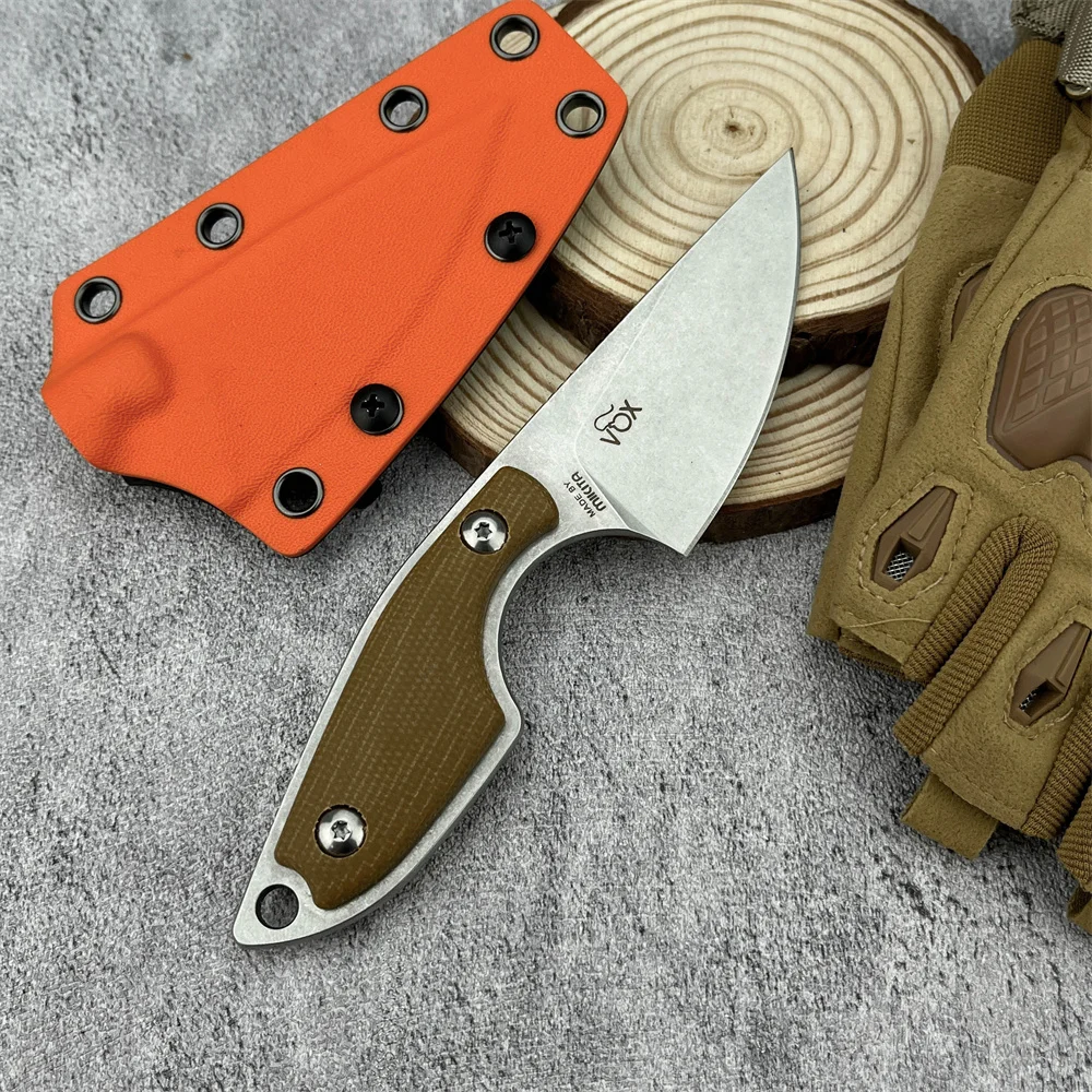 

MKM Tactical Survival Straight Knife 8Cr13Mov High Carbon Blade and G10 Micarta Handle Camping Adventure Tool Outdoor Defense