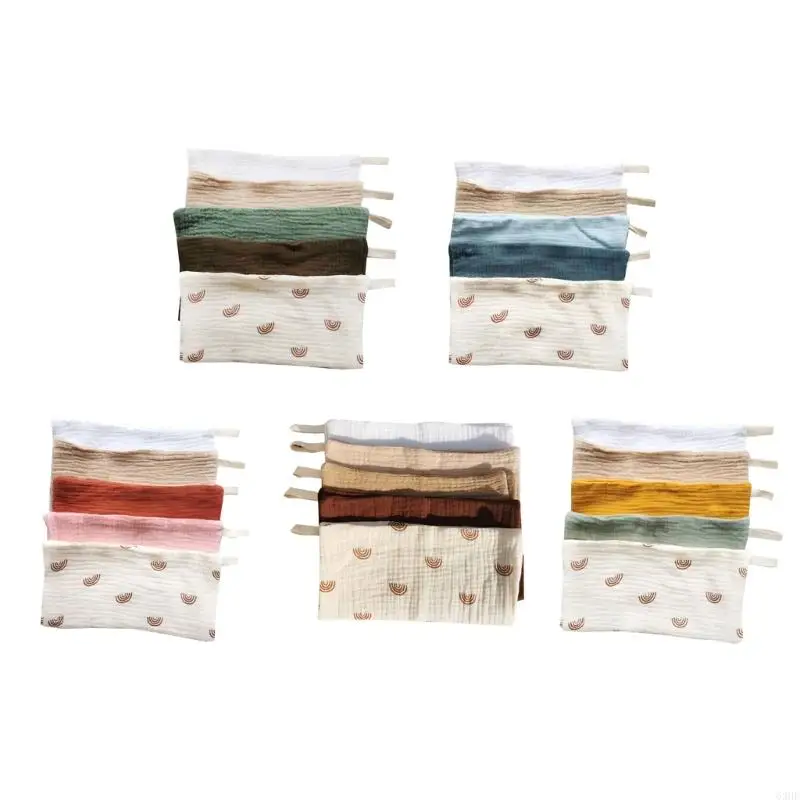 

63HE 5Pcs Baby Small Square Towel Cotton Sweat Absorbent Back Towel Multifunctional