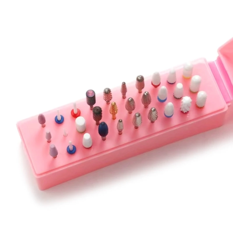 Y1UF 30/48 Holes  Drill Bits Storage Box Special-Purpose Nails Grinding Head Holder Stand Display Box Manicure Storage