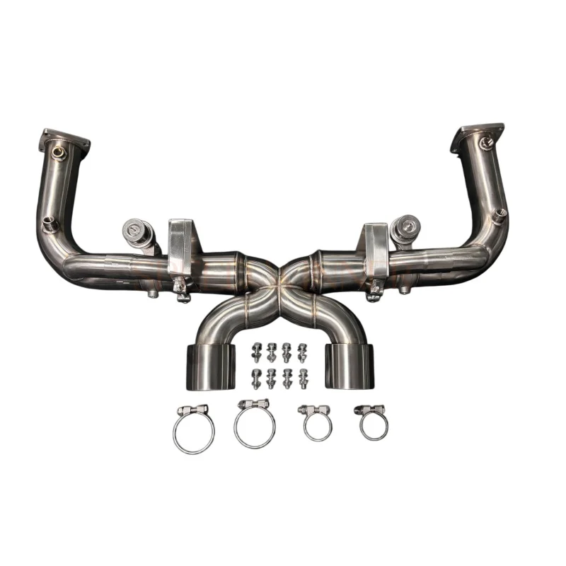 304 Stainless Steel Exhaust Downpipe with Catalytic Converter Fit for Porsche 911 991.2 Carrera 3.0L Twin Turbo 2016-2017-2018