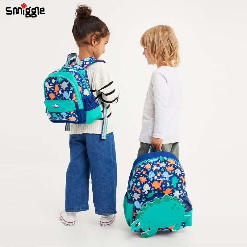 

Australian Smiggle Backpack Student Backpack Cute Green Dinosaur Cartoon Boy Backpack Learning Stationery Accessories