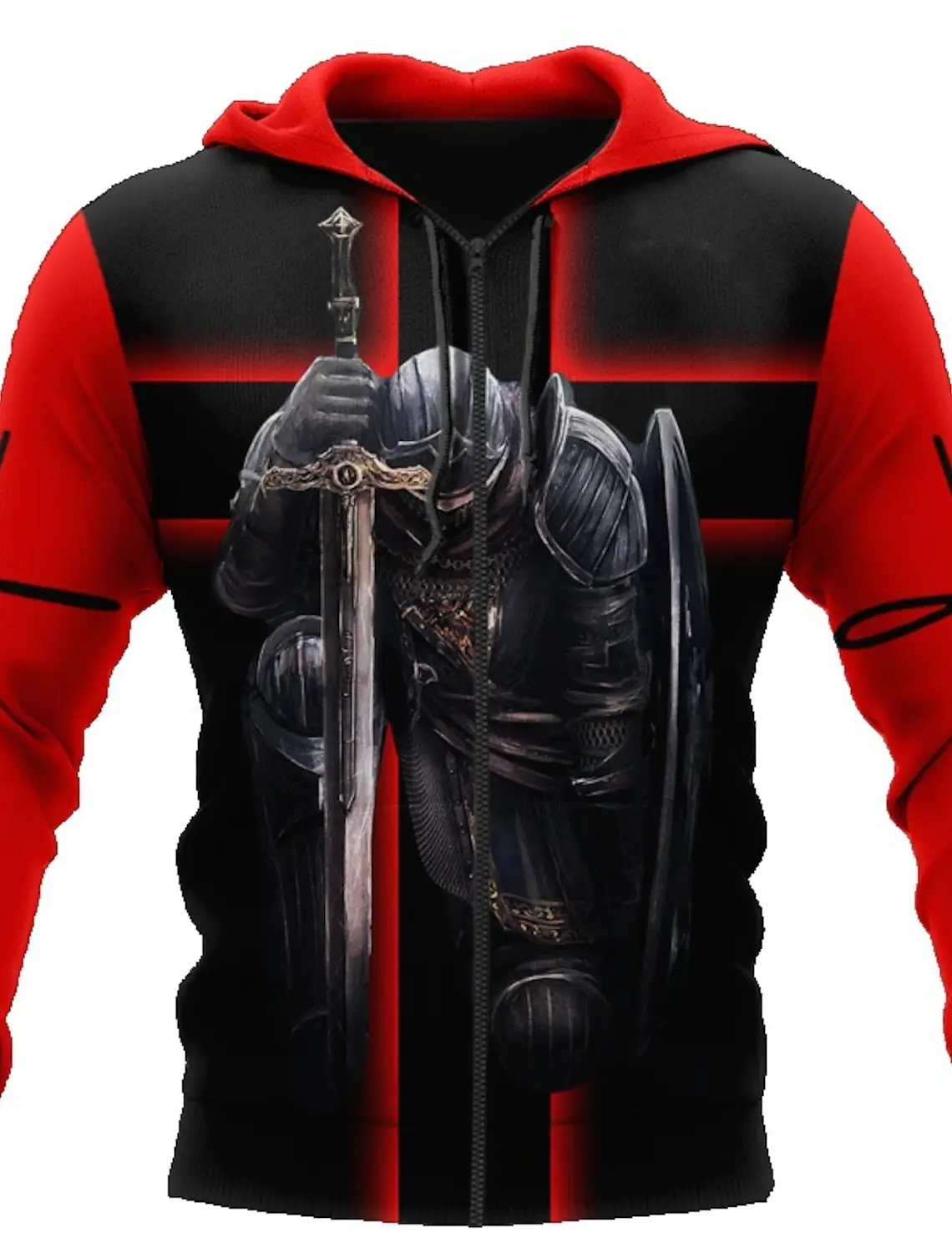 Men's Hoodie 3D Templar Crusader Print Sweatshirts Harajuku Hooded Shirt Pullover Casual Clothes Streetwear Top Men's Clothing