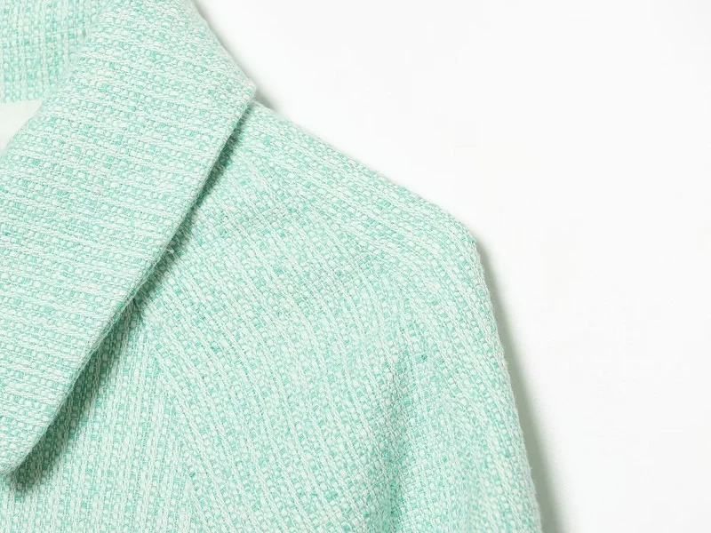 MUJER Tweed-Kurzjacke für Damen, Herbst, mit Reißverschluss, figurbetont, strukturierte Herbst-Oberbekleidung, Langarmjacke für Damen, Mantel – Detail 5