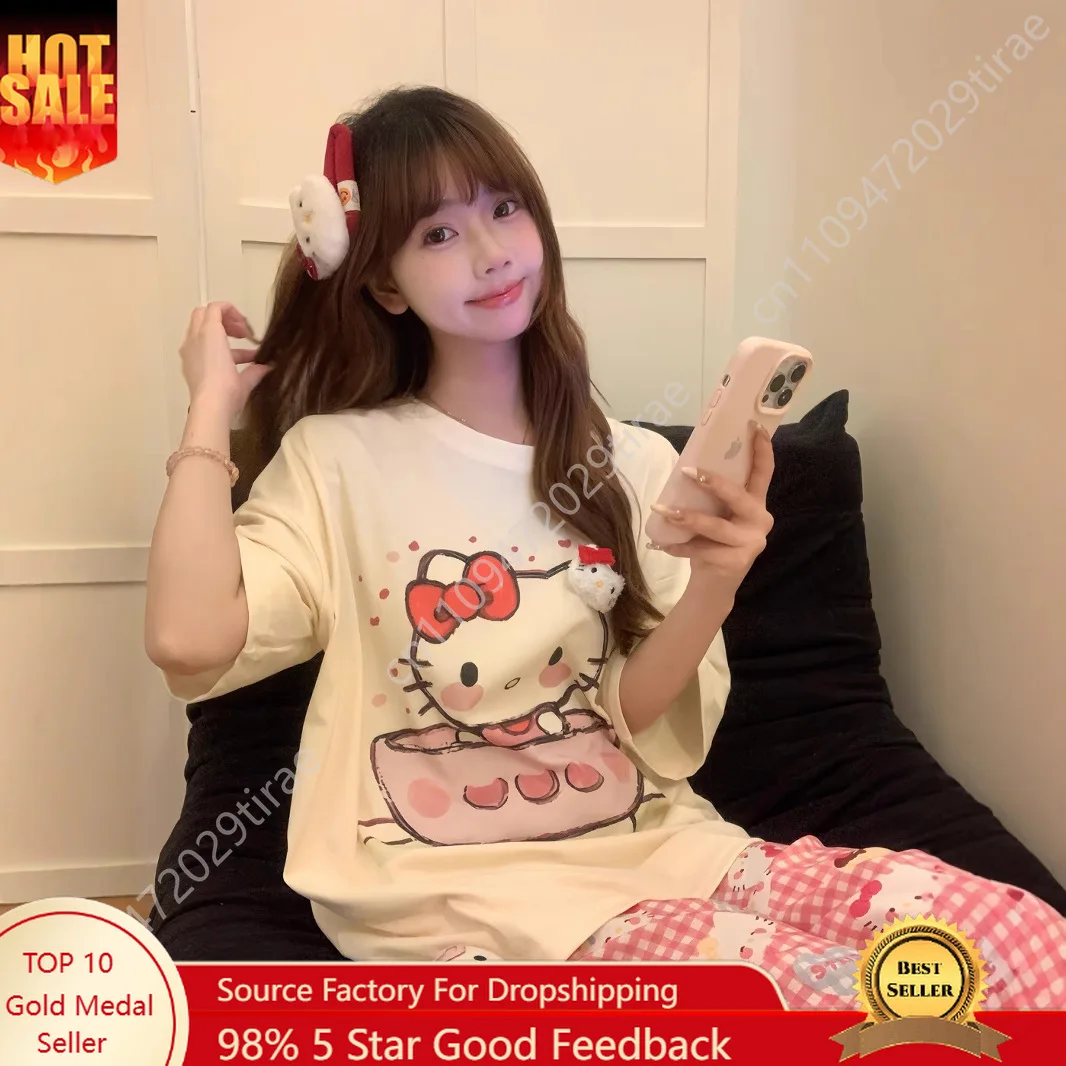 

Sanrio Hello Kitty Short Sleeve Tee Iconic Design for Casual Wear, Comfortable Stylish Perfect for Everyday Outfits