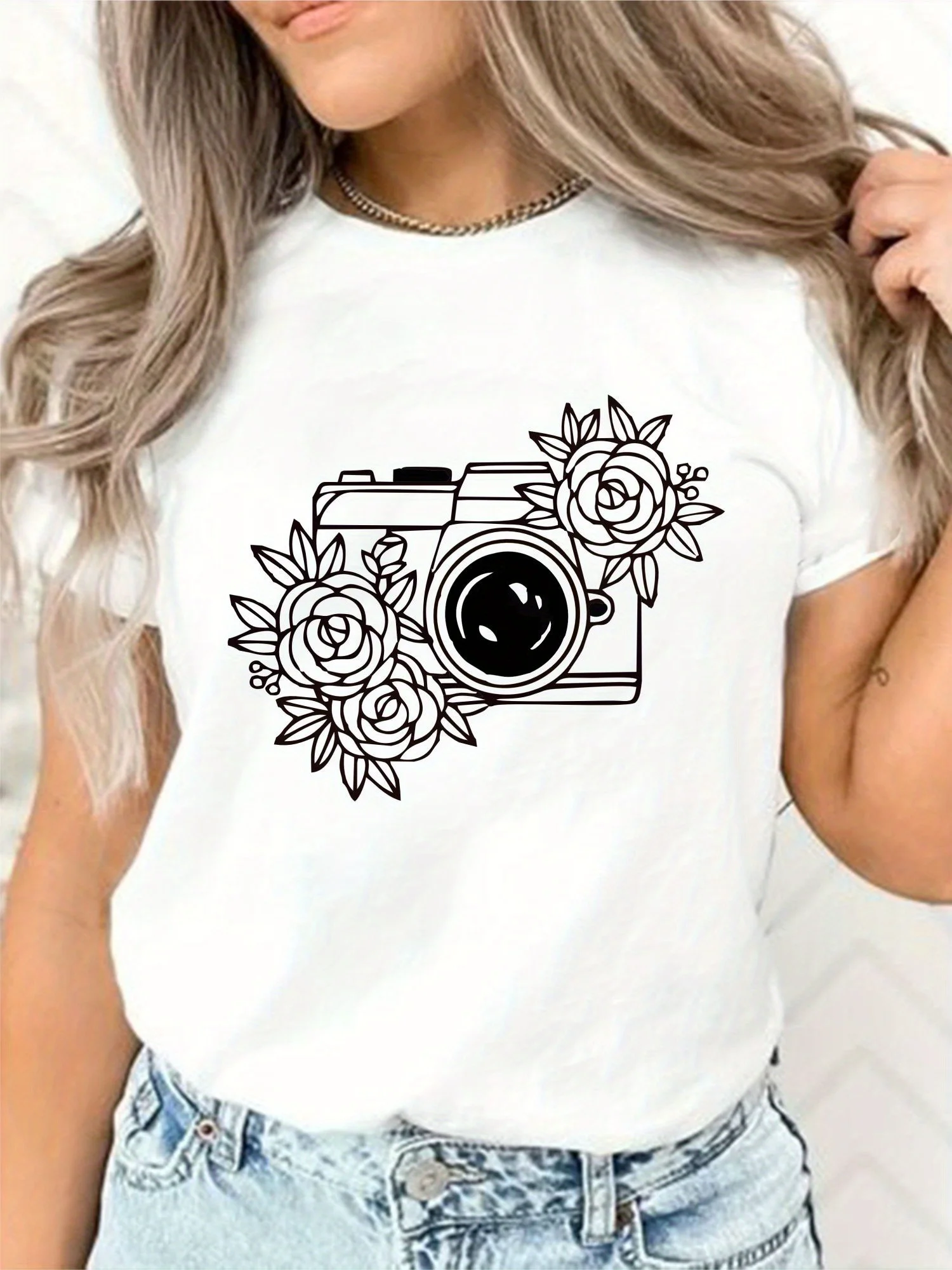 2025 نمط إلكتروني جديد مطبوع للجنسين موضة الشارع بأكمام قصيرة من القطن الخالص ورقبة مستديرة وأكمام قصيرة