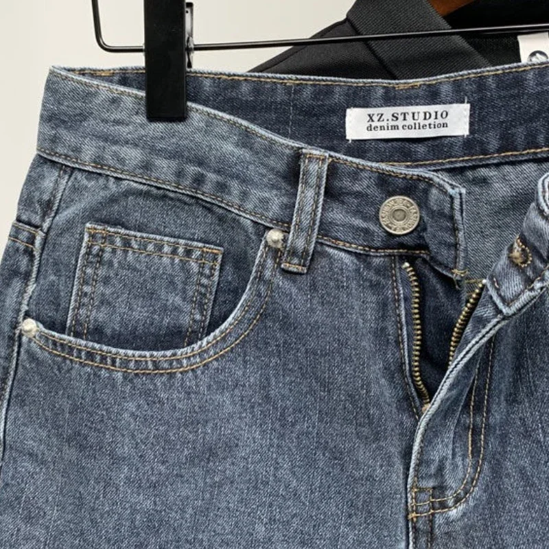 Pantalones cortos vaqueros ajustados para hombre con bolsillos pantalones vaqueros cortos ajustados para hombre ropa de calle azul diseñador Popular Xl venta moda coreana delgada