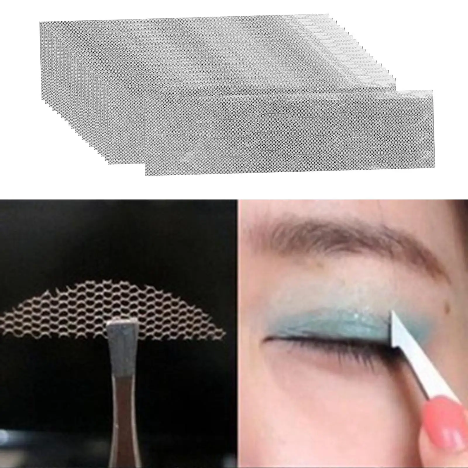 20 fogli (480 pezzi) adesivi per palpebre doppie traspiranti in pizzo a rete verde oliva - Strumento per il trucco con nastro doppio occhio invisibile colorato senza traccia