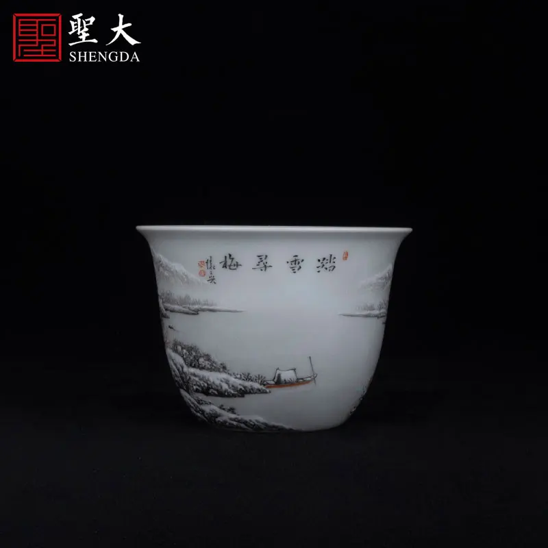 

|on the snow and looking for plum" Pastel by master fanxin Jingdezhen pure hand-painted high-grade tea set tea cup