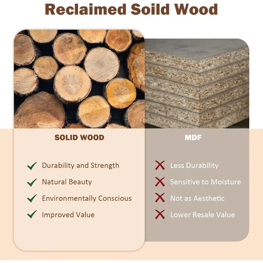 再生木材製ベンチ 長さ55インチ 素朴な農家風玄関ベンチ 隠し収納棚付き 狭い廊下に最適