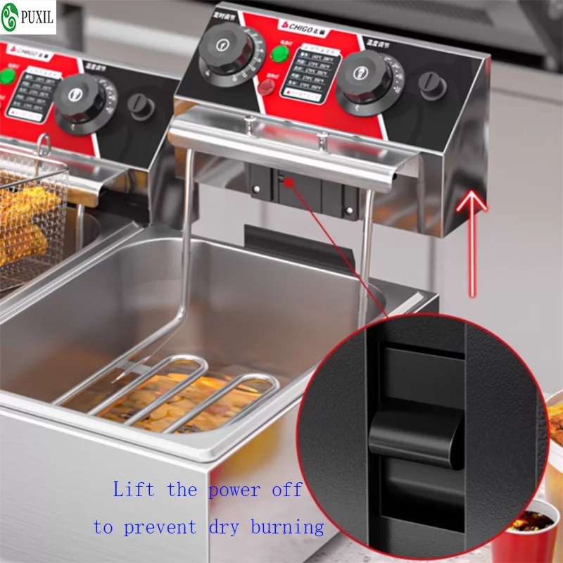 

Frying pot, commercial electric fryer, single and double cylinder fryer, French fries, fried chicken skewers, equipment, timed e