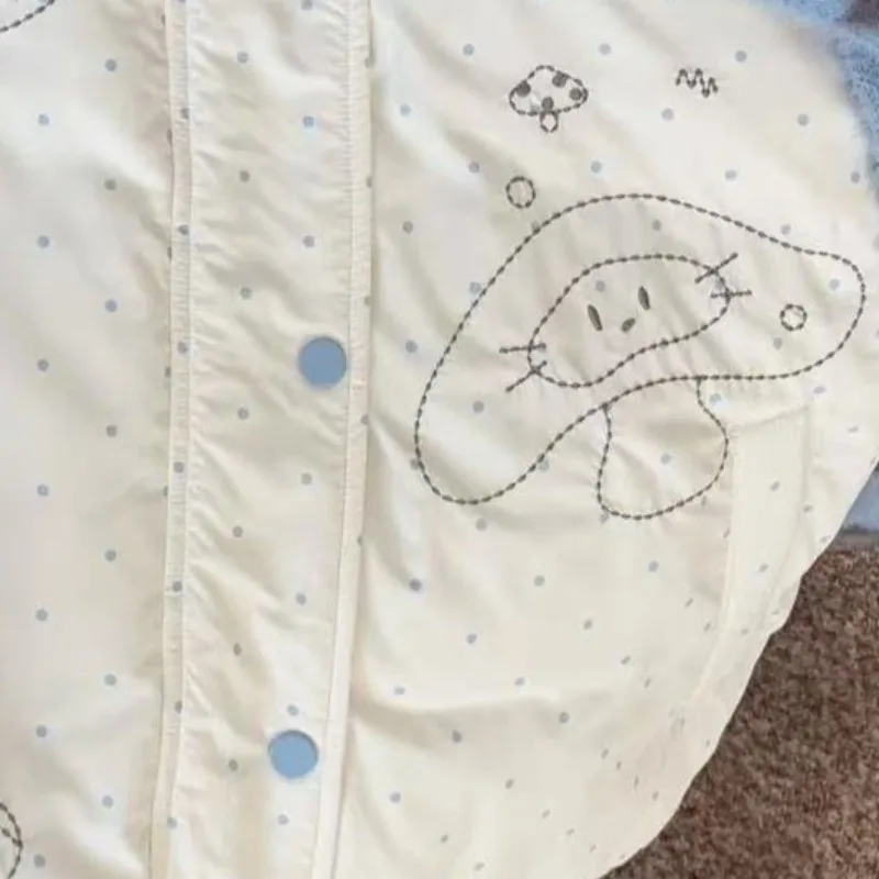 

Kimutomo Parkas Women Polka Dor Cartoon Cat Contrast Autumn Winter Stand Collar Sweet Y2k Harajuku Padded Jackets Ladies Coats