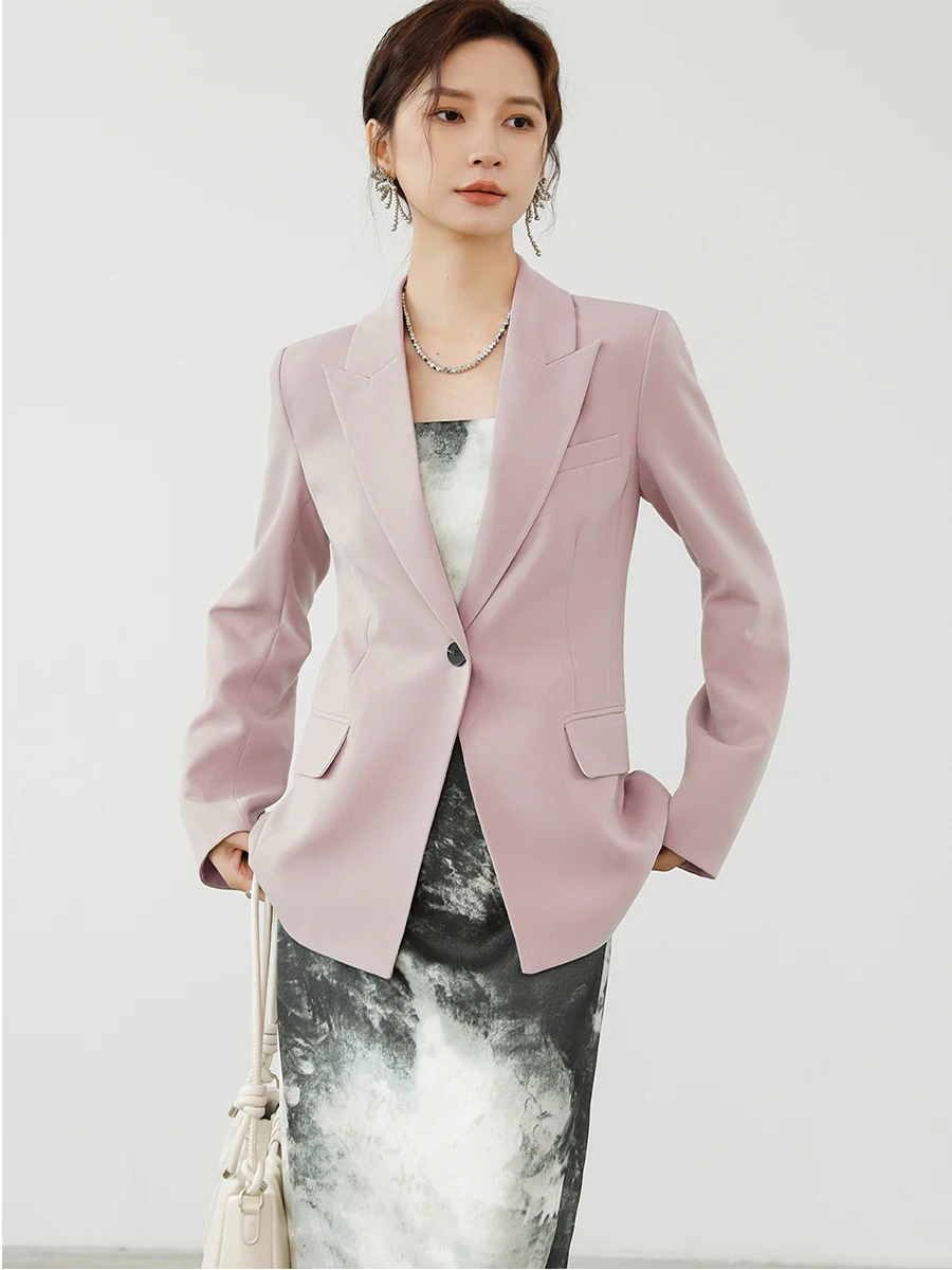 

DianThia Slim Fit Single Button Suit Jaet for Women Commute Casual Sle Autumn New Arrival Ele Color Blo Design