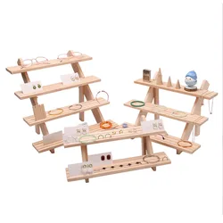 Multi-tiered Display Rack Log Ring Earring Stud Display Rack Removable Earring Card Jewelry Rack Doll Hand Showing