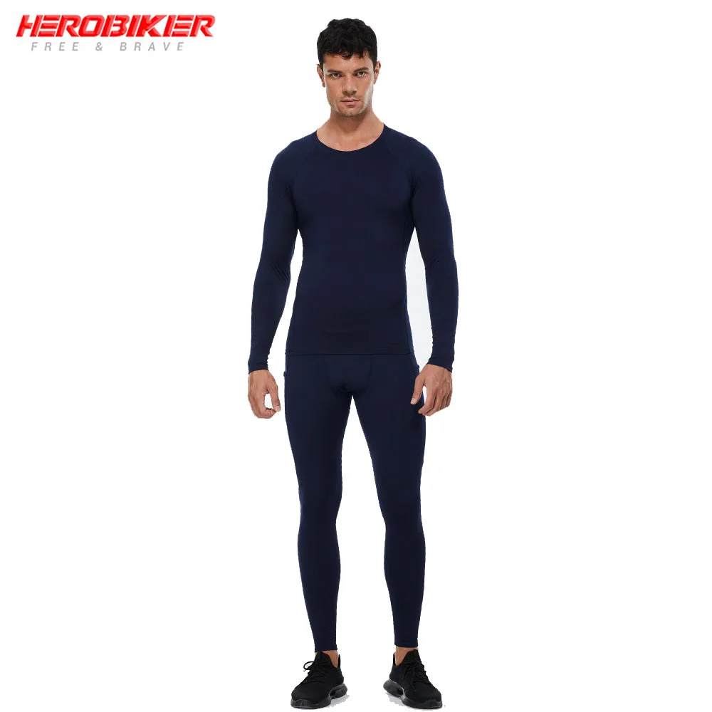 

HEROBIKER Thermal Underwear Men Suit Warm Lingerie Winter Clothes Motorcycle Warm Base Layers Tight Long Johns Tops & Pants Set