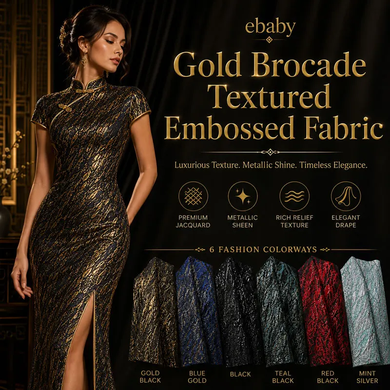 50cm Heavy Texture Gilded Jacquard Fabric Golden Vein Pattern Chinese Style Cloth for Overcoat Jacket Garment DIY Sewing