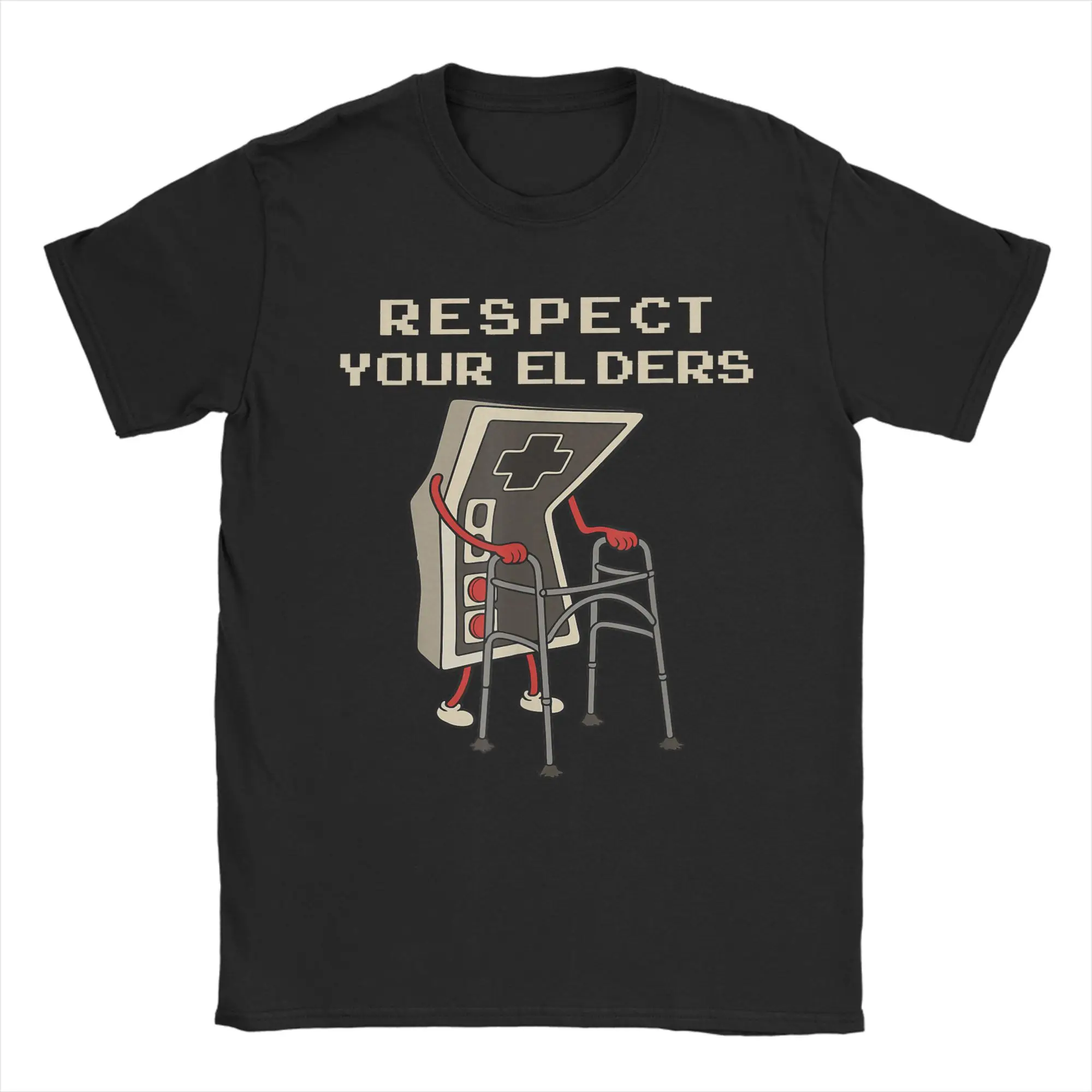 

Respect Your Elders Retro Gaming Funny Gamer Controller 80s Cotton T-Shirt For Adult Summer T-Shirts O Neck Tees Oversized Tops