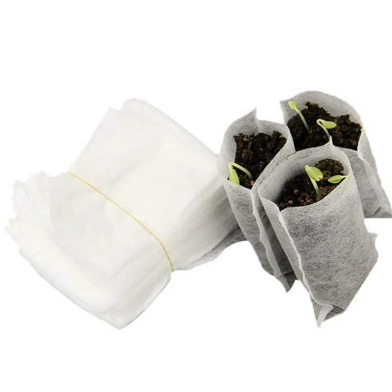 

Hot 400 Pcs Seeding Bags Small Plant Grow Bags Non-Woven Seedling Raising Pots Gardening Supply For Home Garden