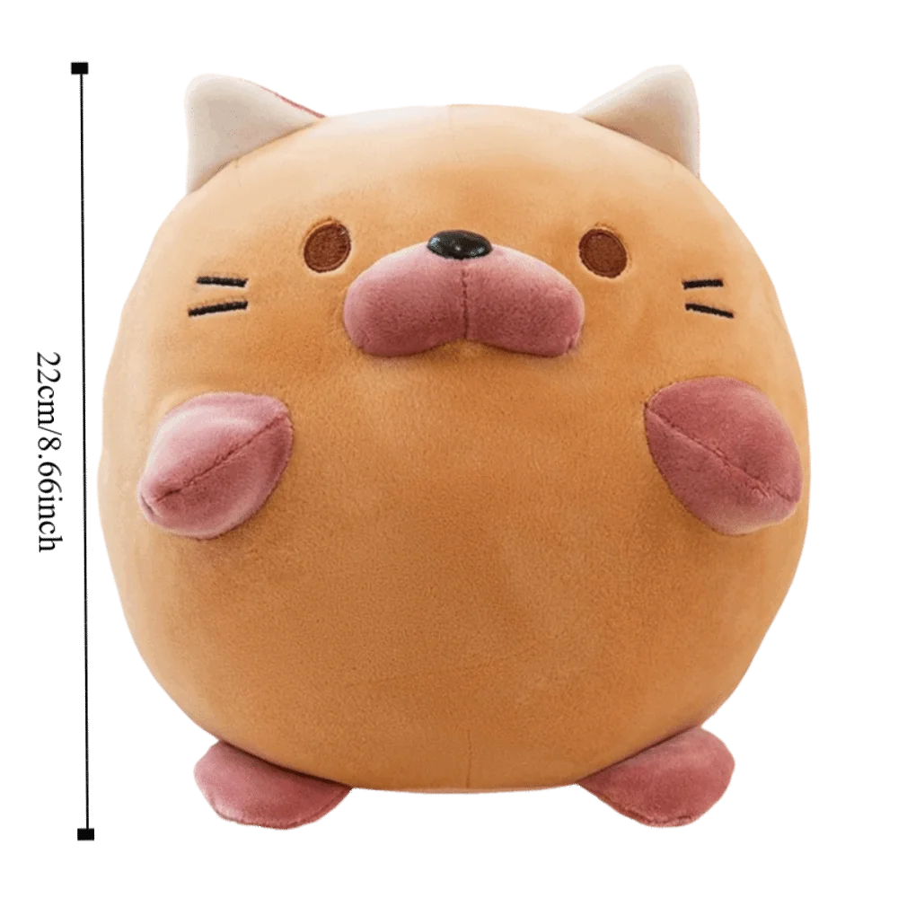 Cuscino circolare per pisolino con palla per gattino, cartone animato, faccia per gattino, cuscino per riposo da tavolo, soffice e morbido cuscino in peluche con palla per gattino