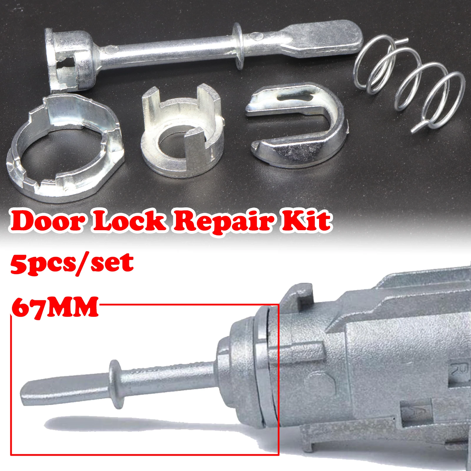 

5pcs For Seat Cordoba Ibiza VW Derby Polo Front Door Handle Lock Cylinder Barrel Paddle Repair Kit Tool 67MM Set Car Accessories