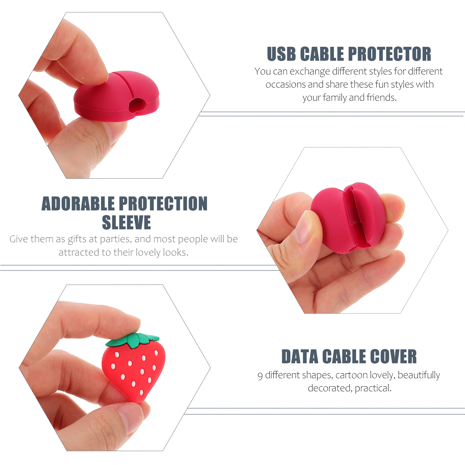 

9pcs Fruit Shaped Usb Cable Protector Adorable Data Line Cover Anti-Break Plug Sleeve For Laptop Cord Organizer