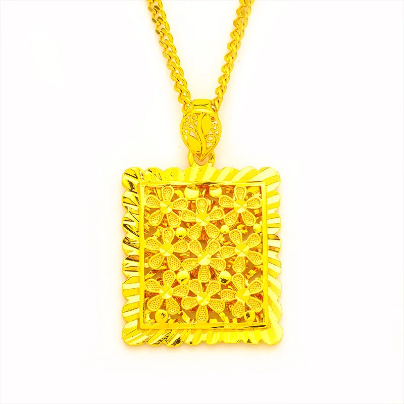 24K Gold Pendant Necklace | Diamond-set rose, layered petals, delicate chain, elegant romance